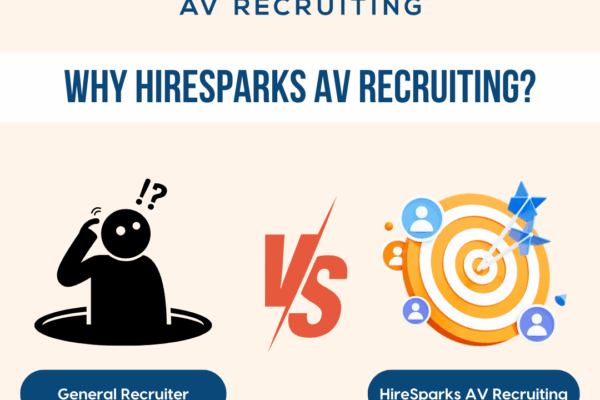Since 2015, HireSparks has been 100% dedicated to the audiovisual industry. Unlike general recruiters, our deep industry knowledge ensures we connect you with top-tier AV talent efficiently.